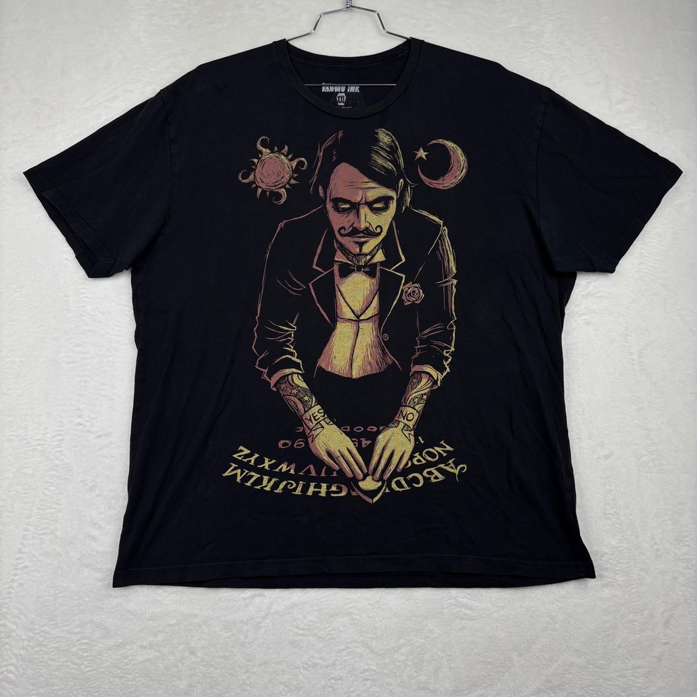 Akumu Ink Mens XXL Black Ouija Board Occult Graphic Tee T-Shirt